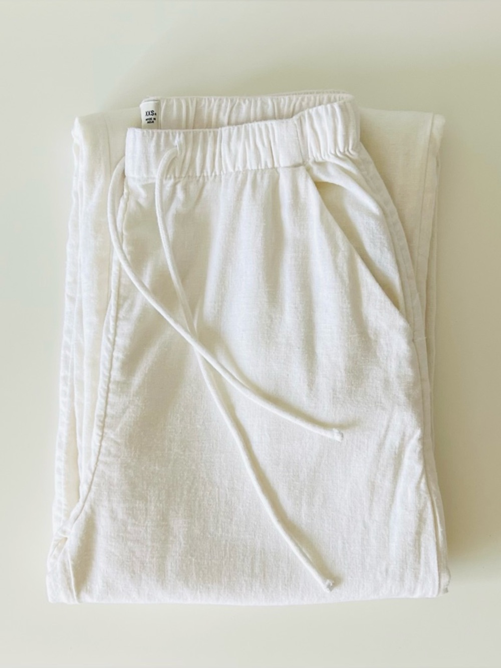 NWOT Abercrombie & Fitch A&F Linen-Blend Pull-On wide leg pant white XXS - Picture 8 of 9